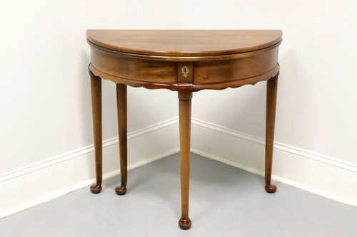 SOLD - STATTON Oxford Solid Cherry Georgian Flip Top Demilune Console Table A