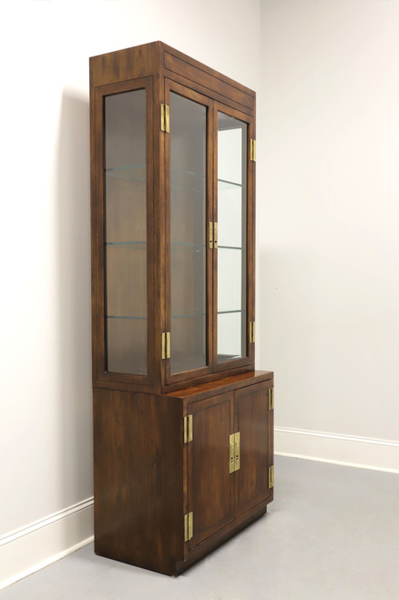 SOLD - HENREDON Scene One Campaign Style Narrow Curio China Display Cabinet - A