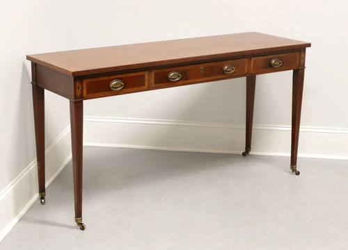 SOLD - HICKORY CHAIR James River Banded Mahogany Console Sofa Table on Casters