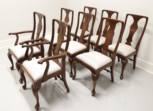 SOLD - CRAFTIQUE Solid Mahogany Queen Anne Dining Chairs - Set of 8