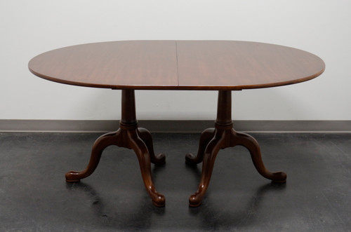 SOLD - HENKEL HARRIS 2209 24 Solid Wild Black Cherry Double Pedestal Oval Dining Table