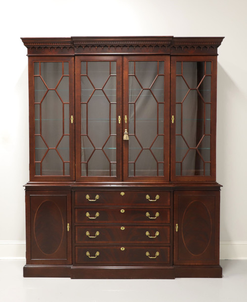 SOLD -  HICKORY CHAIR Historical James River Plantations Banded Mahogany Traditional Breakfront China Cabinet