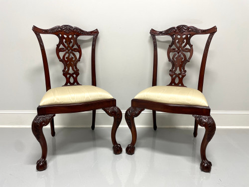 SOLD - MAITLAND SMITH Solid Mahogany Chippendale Ball in Claw Dining Side Chairs - Pair B