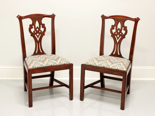 SOLD - HENKEL HARRIS 101S 24 Solid Wild Black Cherry Chippendale Dining Side Chairs - Pair C