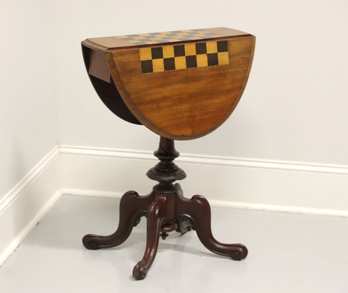 SOLD - Antique Victorian Walnut Drop-Leaf Rotating Game Table