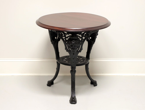 SOLD - Vintage Victorian Cast Iron Pub Table with 27" Round Mahogany Top
