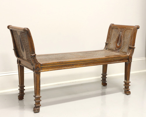 SOLD - Vintage French Provincial Caned Bench with Distressed Finish