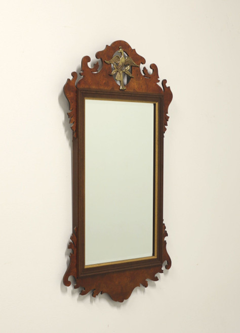 Late 20th Century Chippendale Style Burl Walnut Wall Mirror