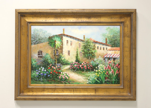 SOLD - 20th Century Original Oil on Canvas - Mediterranean Villa Spring Garden - Signed