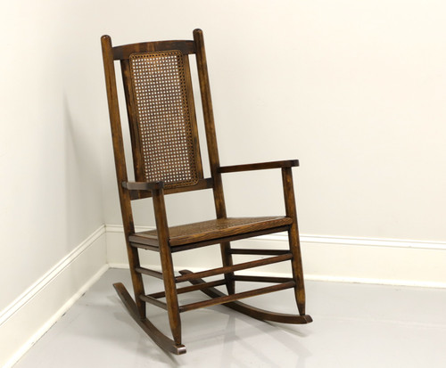 SOLD - Antique Oak Rocking Chair with Caned Seat and Backrest