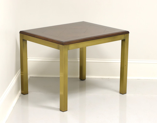 SOLD - MOUNT AIRY FURNITURE  Vintage Brass & Burl Wood Accent Table