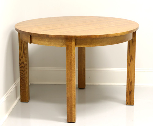 SOLD - Round Mission Oak Dining Table