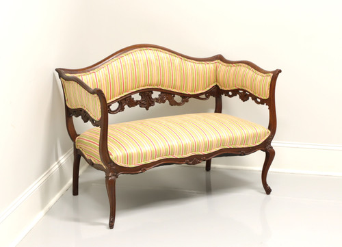 SOLD - Antique Victorian Walnut Upholstered Settee