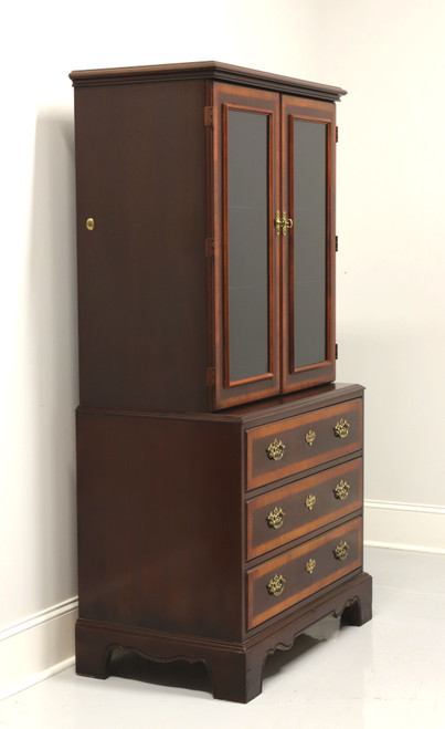 SOLD - DREXEL 18th Century Collection Chippendale Banded Mahogany Curio / Display Cabinet - A