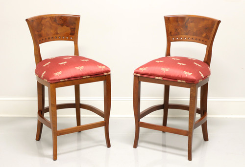 SOLD - Tiger & Burl Oak Counter Height Stools by Emerson et Cie - Pair A