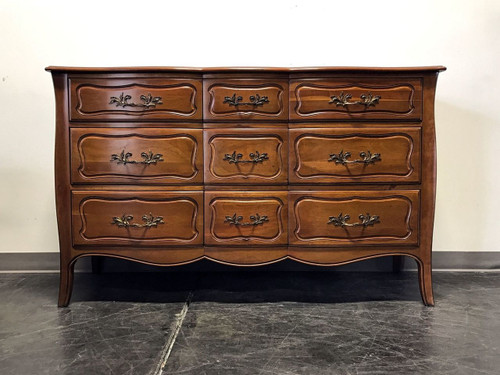 SOLD OUT - DAVIS CABINET CO French Provincial Solid Cherry Nine Drawer Triple Dresser