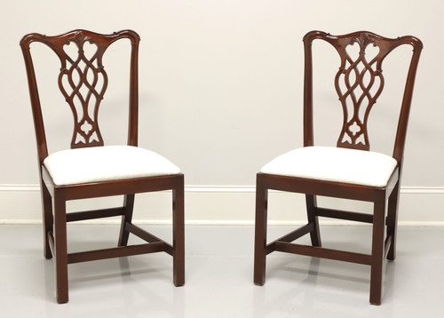 SOLD - COUNCILL Mahogany Chippendale Style Straight Leg Dining Side Chairs - Pair B