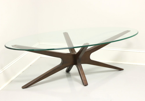 SOLD - Contemporary Style Mahogany Glass Top Coffee Cocktail Table