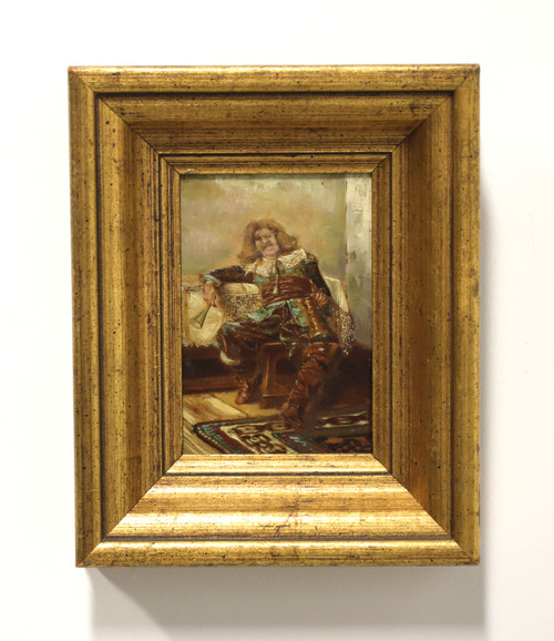 SOLD - Antique Circa 1850 German Oil on Board Painting - The Jolly Drinker - Unsigned