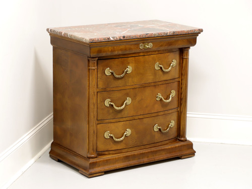 SOLD - HENREDON Burl Elm Neoclassical Marble Top Nightstand Bedside Chest - A