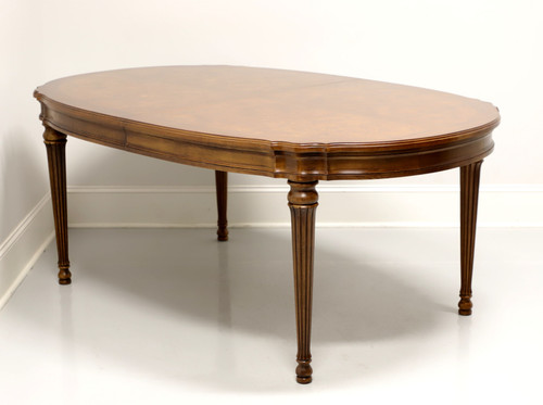 SOLD - WHITE OF MEBANE Banded Inlaid Burl Elm French Provincial Oval Dining Table