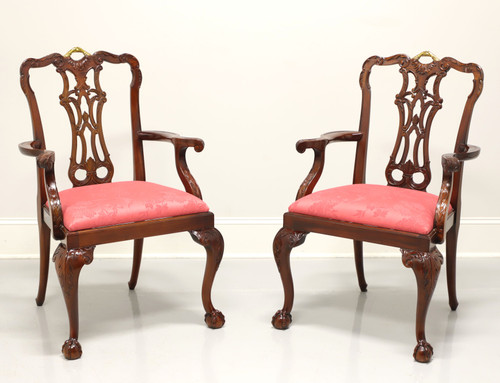 SOLD - MAITLAND SMITH Solid Mahogany Chippendale Ball in Claw Dining Armchairs - Pair