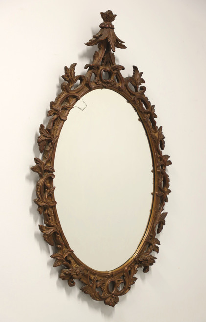 SOLD - Antique Carved Wood Acanthus Oval Wall Mirror - Charles of London
