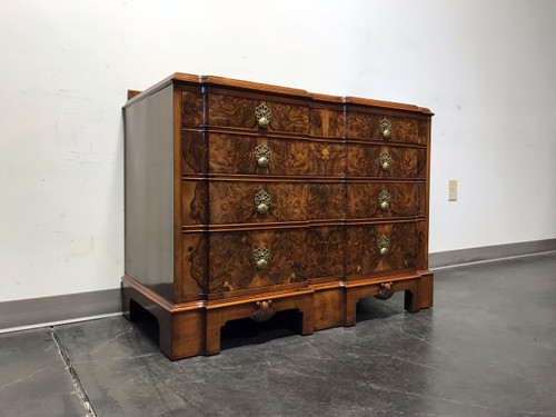 SOLD OUT - Early 20th Century Burl Walnut Block Front Bachelor Chest of Drawers