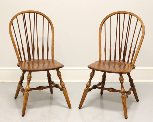 SOLD - HALE Mid 20th Century Solid Oak Windsor Dining Side Chairs - Pair B