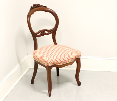 SOLD - Early 20th Century Walnut Victorian Balloon Back Side Chair