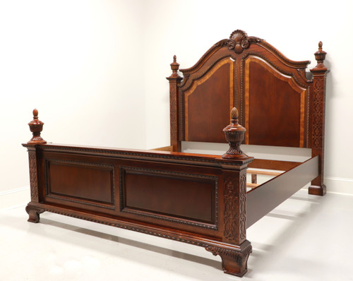 SOLD - 21st Century Mahogany Traditional King Size Carved Panel Bed