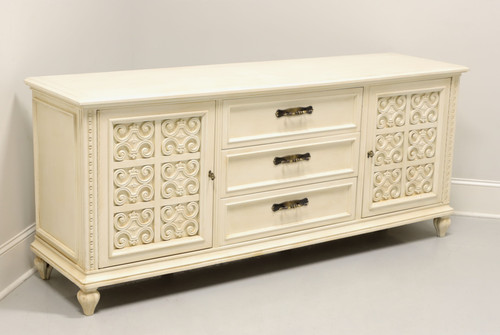 SOLD - Mid 20th Century Ivory Painted Slightly Distressed Spanish Style Triple Dresser