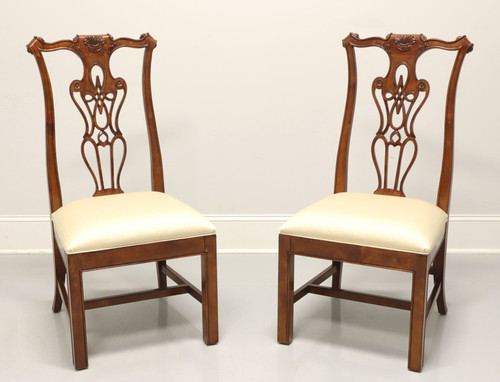 SOLD - HARDEN Solid Cherry Chippendale Style Straight Leg Dining Side Chairs - Pair B