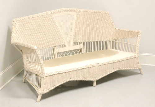 SOLD - Antique Victorian White Painted Wicker Sofa