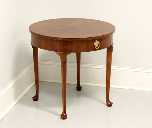 SOLD - BAKER Bookmatched Walnut Georgian Style Round Accent Table