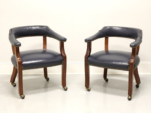SOLD - GORDON'S Late 20th Century Leather Game Chairs on Casters - Pair B