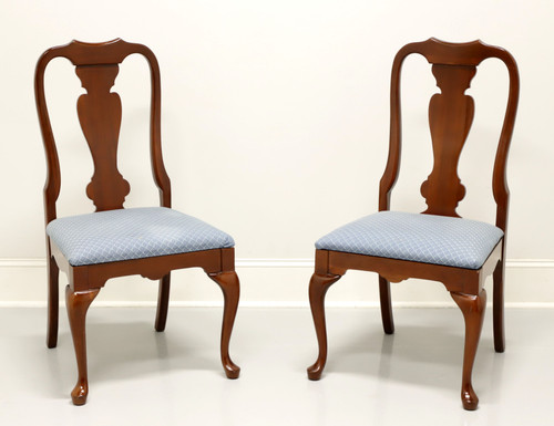 SOLD - Late 20th Century Cherry Queen Anne Style Dining Side Chairs - Pair A