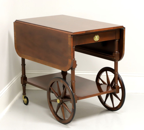 SOLD - BAKER Banded Mahogany Drop-Leaf Tea Server Cart