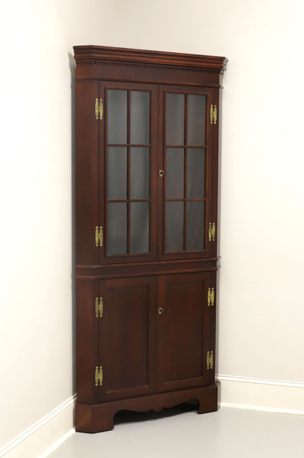 CRAFTIQUE Solid Mahogany Chippendale Style Corner Cupboard / Cabinet - A