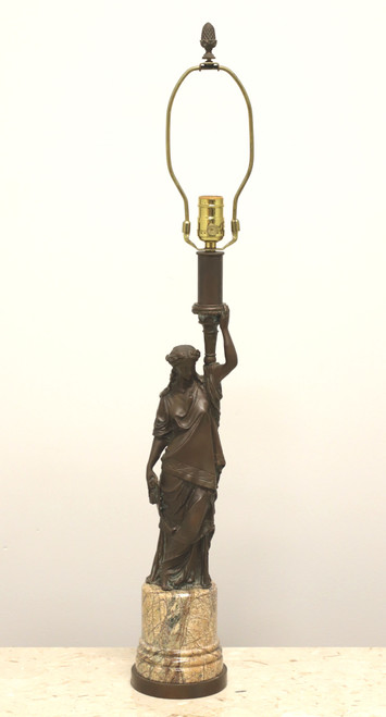 SOLD - 20th Century Romanesque Bronze & Marble Statue Table Lamp