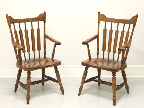 SOLD - TEMPLE STUART Rockingham Maple Windsor Cattail Dining Armchairs - Pair