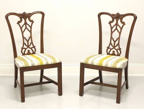 SOLD - DREXEL HERITAGE Mahogany Chippendale Straight Leg Dining Side Chairs - Pair A