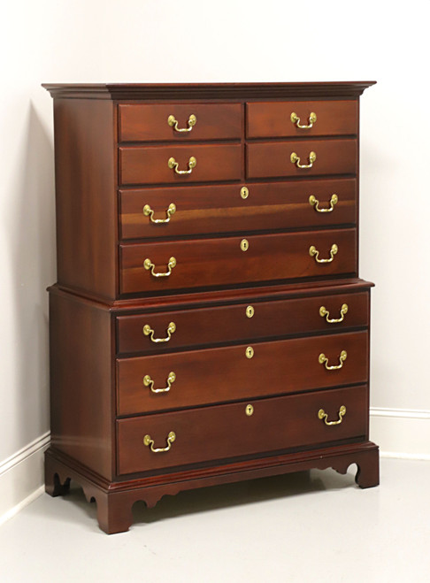 SOLD -  LINK-TAYLOR Heirloom Tryon Solid Mahogany Chippendale Chest on Chest