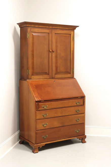 SOLD - Mid 20th Century Cherry Chippendale Secretary Desk w/ Blind Door Bookcase, Attributed to BENBOW'S