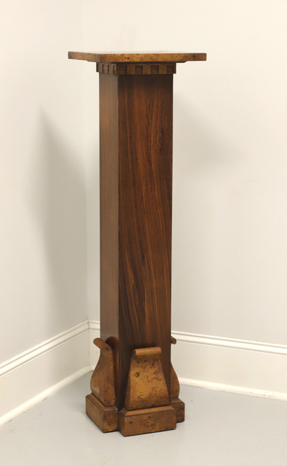 SOLD - TOMLINSON 1960's Neoclassical Burl Walnut Pedestal Display Column / Plant Stand