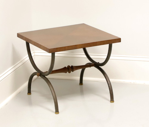 SOLD - TOMLINSON 1960's Walnut Square Cocktail Table with Metal Legs - A