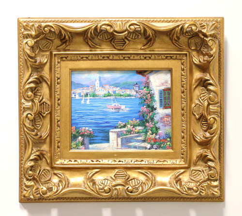 SOLD - Mid 20th Century Oil on Canvas Painting - Mediterranean Sailboat Scene - Signed R Jackson