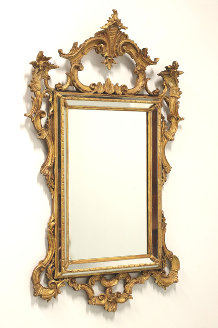 SOLD - LABARGE 1960's Gold Carved French Louis XV Rococo Parclose Wall Mirror - A