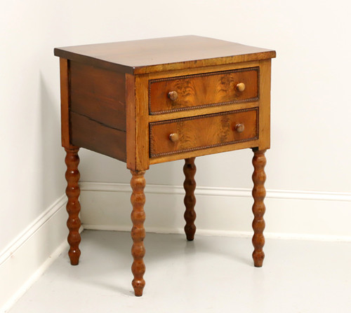 SOLD - Antique 19th Century Walnut Two-Drawer End Side Table with Bobbin Legs
