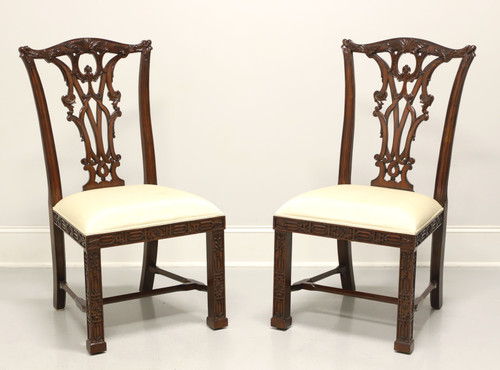 SOLD - MAITLAND SMITH Mahogany Chippendale Fretwork Dining Side Chairs - Pair C
